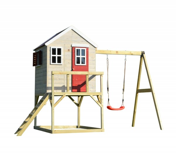 Bild 1 von Wendi Toys Kinderspielhaus Zebra Spielturm inkl. Veranda und Schaukel