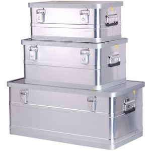aro Allzweck-Box Set 3 in 1, stapebar, mit Griffen, Aluminium, 77,5 x 42,4 x 33,3 cm, silber