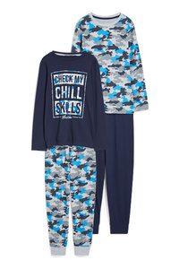 C&A Pyjama-Bio-Baumwolle-2er Pack, Blau, Größe: 134