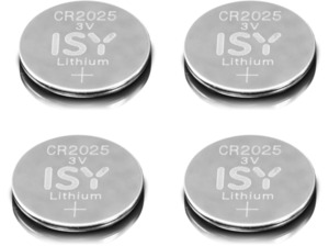 ISY IBA 2025 CR2025 3V Lithium 4-Pack Lithium-Knopfzelle Knopfzelle, 3 Volt 4 Stück