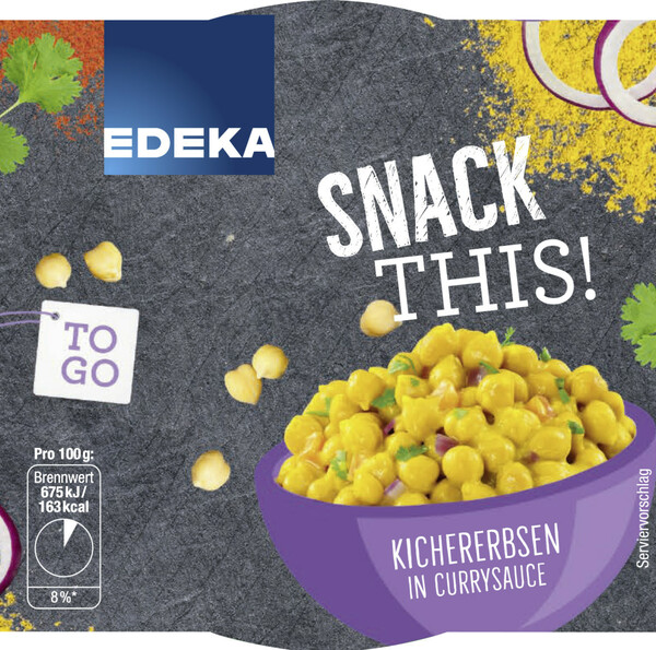 Bild 1 von EDEKA Snack This! Kichererbsen in Currysauce 160G