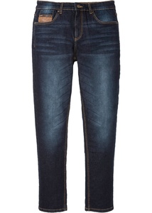 Slim Fit Stretch-Jeans mit Lederimitatdetails, Straight