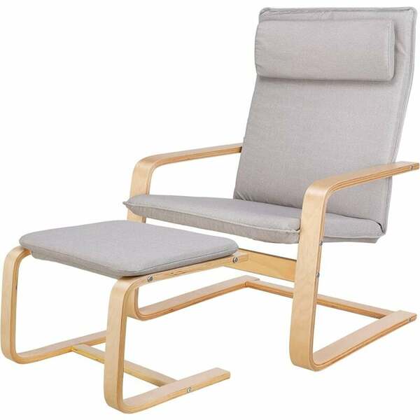 Bild 1 von Homfa - Relaxsessel mit Fußstütze Sessel Schaukelstuhl Schwingsessel Relaxstuhl Belastbarkeit 150 KG Grau für Wohnzimmer Stuhl Kinderzimmersessel