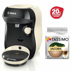 TASSIMO Kapselmaschine HAPPY Cream +20 € Gutschein 1400 Watt + 1 Packung Latte Macchiato
