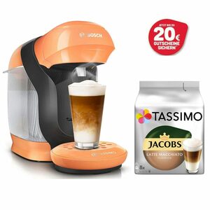 TASSIMO Kapselmaschine Style Peach +20€ Gutschein 1400 Watt +1 Packung Latte Macchiato