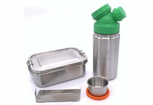 JN JuNiki´s Lunchbox »Premium-Einschulungs-Set aus Edelstahl«, Hochwertiges 18/8 Edelstahl, (8-tlg), Lunchbox und einzigartige isolierte Trinkflasche mit Double Neck® Deckel, auslaufsicher auch b
