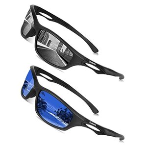 Duduma Polarisierte Sportbrille Sonnenbrille Fahrradbrille mit UV400 Schutz für Damen & Herren Autofahren Laufen Radfahren Angeln Golf TR90 (Black&Blue)