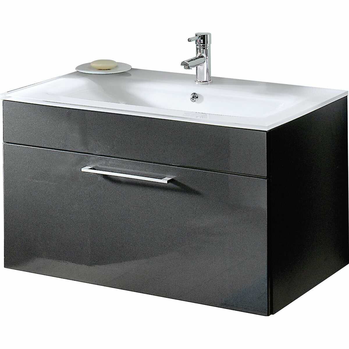Bild 1 von Posseik Waschplatz 90 cm Heron Anthrazit mit Glasbecken Weiß