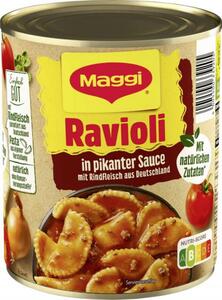 Maggi Ravioli in pikanter Sauce mit Rindfleisch