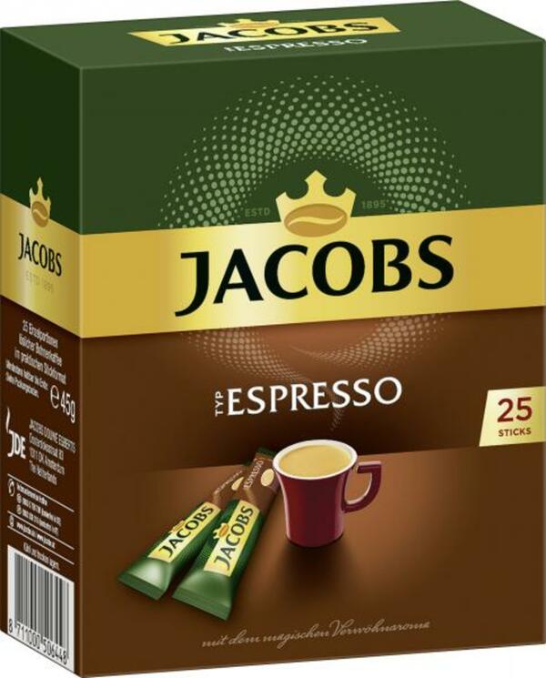 Bild 1 von Jacobs löslicher Kaffee Espresso, 25  Instant Kaffee Sticks