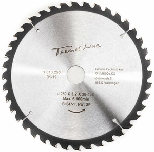 TrendLine HM-Kreissägeblatt Ø 250 mm, Bohrung Ø 30 mm