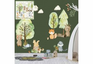 Sunnywall Wandtattoo »XXL Wandtattoo Kinder Woodland Set verschiedene Motive Kinderzimmer Aufkleber Wanddeko Waldtiere Wald Baum«