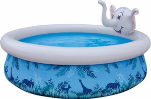 SunClub Planschbecken »Kinder Pool 205 x 47 cm«, (Quick up Pool mit aufblasbarem Luftring, 1-tlg., aufblasbares Kinderbecken), Planschbecken mit wassersprühendem Elefanten