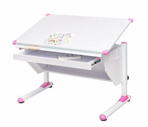 Trendmöbel24 Kinderschreibtisch »Kinderschreibtisch VARIANT mit Schublade weiß verstellbar Grau + Pink«