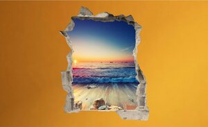 Conni Oberkircher´s Wandsticker »3 D Sticker Beton Sleepy Beach - Ruhe am Strand«, Meer, Sonnenuntergang, Urlaub
