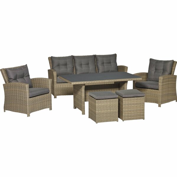 Bild 1 von Lounge-Set mit Esstisch Vermont 6-teilig Polyrattan Forest Jungle