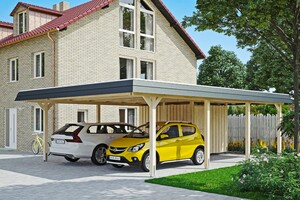 SKAN HOLZ Carport Wendland 630 x 879 cm mit Abstellraum, mit EPDM-Dach, schwarze Blende