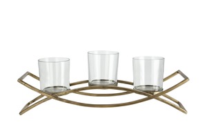 Teelichthalter gold Glas , Metall Maße (cm): B: 37,5 H: 13,5 T: 9,5 Dekoration
