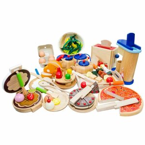 ESTIA Holzspielwaren Spiellebensmittel »großes Küchensortiment aus Holz, optional verpackt in 12 Geschenke«, alle Teile sind die gleiche Qualität und vom selben Stil