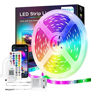 PSTAR LED Strip 15M, Bluetooth LED Strip RGB with IR Remote Control App Controllable Music Mode, Timer Setting, LED Strip Self-Adhesive for Lighting Home, Party, Kitchen,Schrankdeko, Schlafzimmer
