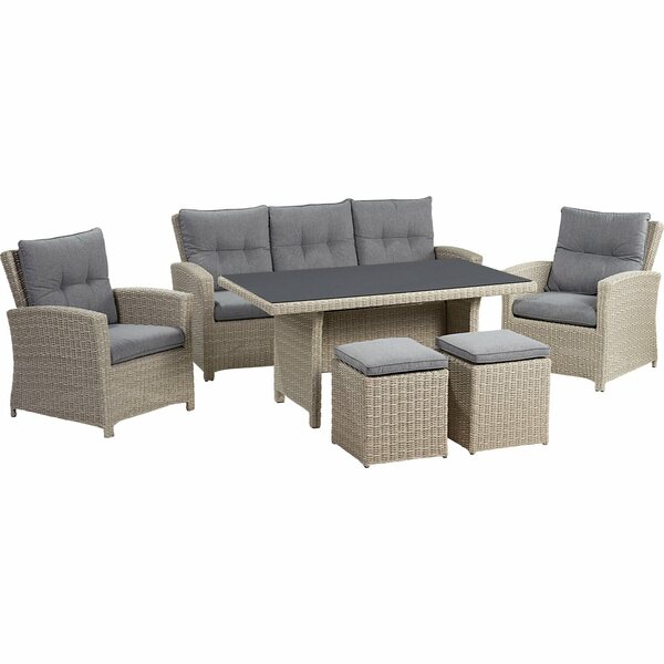 Bild 1 von Lounge-Set mit Esstisch Vermont 6-teilig Polyrattan Cloud Fossil