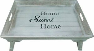 Myflair Möbel & Accessoires Tablett »Elli, grau«, MDF, Dekotablett mit Schriftzug "Home Sweet Home" & praktischen Standfüßen, Shabby Optik