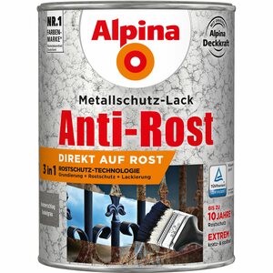 Alpina Metallschutz-Lack Anti-Rost Dunkelgrau Hammerschlag 2,5 Liter