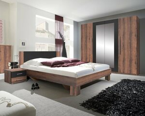 Feldmann-Wohnen Schlafzimmer-Set »VERA«, (Set, 4-tlg., bestehend aus: - einem 4-türigen Kleiderschrank, - einem Doppelbett und - 2 Nachtkonsolen), geräumig, 180x200cm
