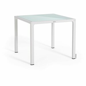 Esstisch mit Glasplatte Weiß 90 x 90 cm