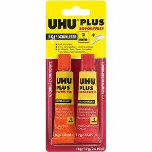Uhu Plus Sofortfest 2-K-Epoxidkleber Transparent 18 g + 17 g
