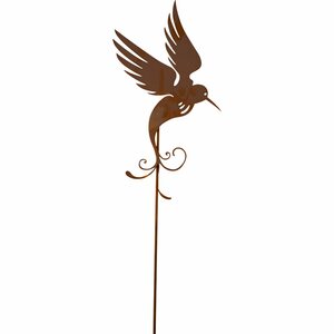 Ferrum Art Design Gartenstab fliegender Kolibri Höhe 145 cm Rostbraun