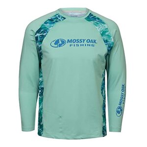 Mossy Oak Herren Angelhemd, langärmelig, mit Lichtschutzfaktor 40+ Hemd, Flechte, Large