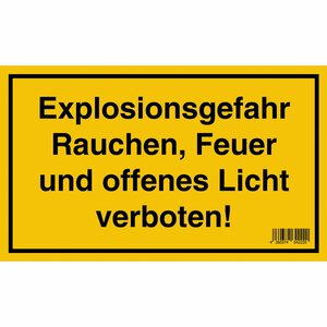 Schild Explosionsgefahr Rauchen, Feuer und offenes Licht verboten