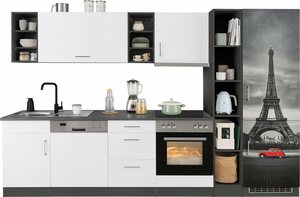 HELD MÖBEL Küchenzeile »Paris«, mit E-Geräten, Breite 310 cm, mit großer Kühl-Gefrierkombination