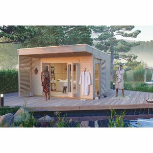 Skan Holz Holz-Gartenhaus Tokio 4 Einschalig Natur B x T: 402 cm x 402 cm
