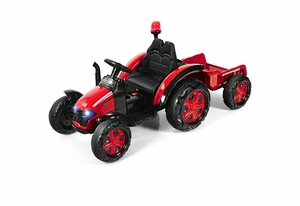 COSTWAY Elektro-Kindertraktor »12V Traktor, Kinder Aufsitztraktor«, mit 2,4G Fernbedienung, Anhänger, Scheinwerfer, Hupe und MP3-Player, für Kinder 3-8 Jahren