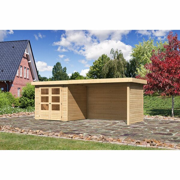 Bild 1 von Karibu Holz-Gartenhaus Boras 2 Natur Set BxT 468 x 213 cm davon 259 cm Anbaudach