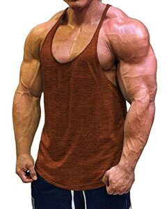 Muscle Cmdr Herren Workout Stringer Tanktops Y-Back Gym Fitness Trägershirt,Männer Muskelshirt Training Achselshirt Sport (braun,XL)
