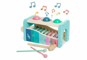 BeebeeRun Spielzeug-Musikinstrument »Xylophon mit Kugel«, Holz Regenbogen Xylophon Kombination Kinder Früherziehung Musikalisches Spielzeug Set für Baby, Jungen und Mädchen