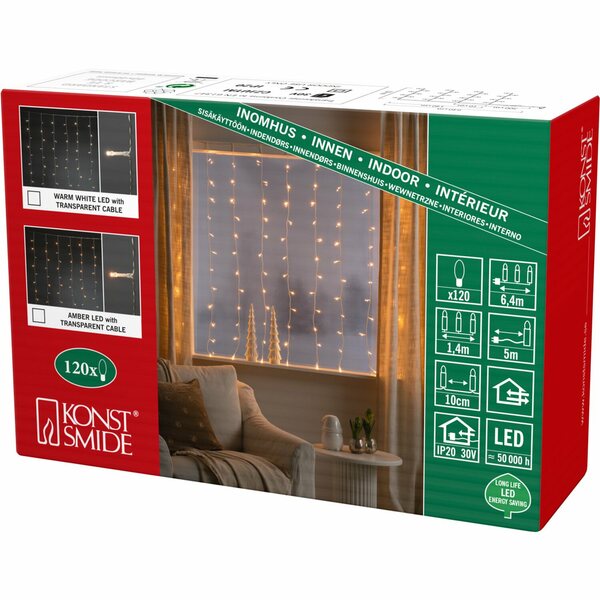 Bild 1 von Konstsmide LED Lichtervorhang für Fenster mit 120 bernsteinfarbenen Dioden