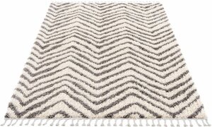 Hochflor-Teppich »Pulpy 531«, Carpet City, rechteckig, Höhe 30 mm, besonders weich, mit Fransen, Zickzack Look, ideal für Wohnzimmer & Schlafzimmer