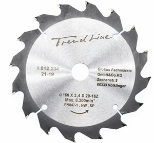 TrendLine HM-Kreissägeblatt Ø 160 mm, Bohrung Ø 20 mm