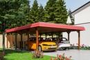 Bild 1 von SKAN HOLZ Carport Spreewald 585 x 893 cm mit EPDM-Dach, rote Blende, nussbaum