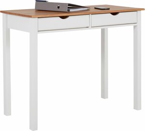 my home Schreibtisch »Gava«, aus massiven Kiefernholz, mit Griffmulden und praktische Stauraummöglichkeiten, in unterschiedlichen Farbvarianten, Breite 100 cm
