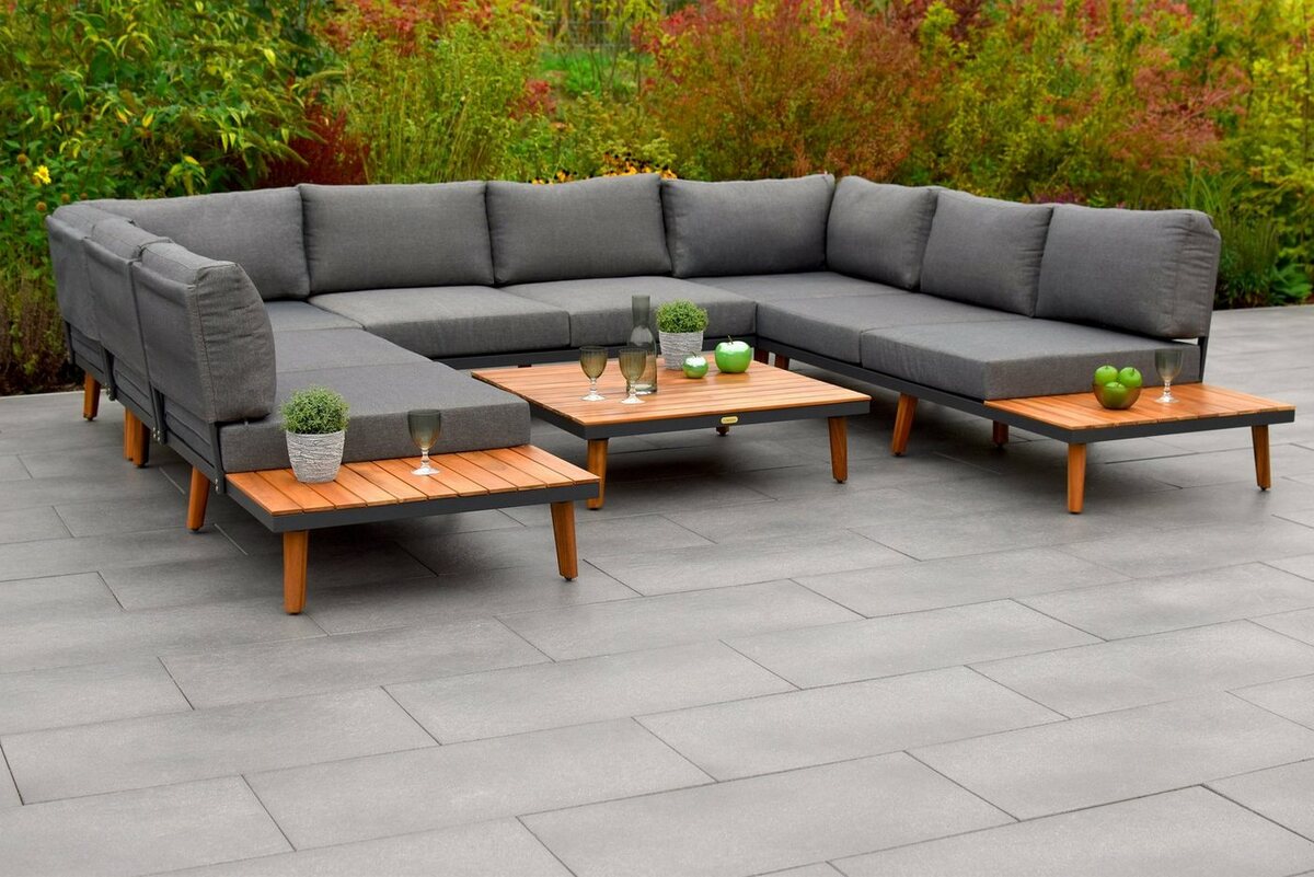 Bild 1 von MERXX Gartenmöbelset »Akropolis«, (Set, 24-tlg), Eckbank in U-Form, inkl. Sitz-und Rückenkissen, Tisch