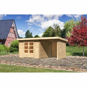 Karibu Holz-Gartenhaus Ängelholm 5 Natur Set BxT:480x280 davon 200 cm Anbaudach