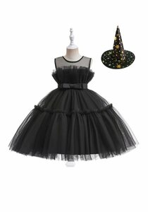 TOPMELON Abendkleid »Halloween Kinderkostüme weihnachtskleid Partykleid Tüllkleid Blumensmädchenkleid Prinzessin Kleid« Schulterfrei kleid mit Hexenhut