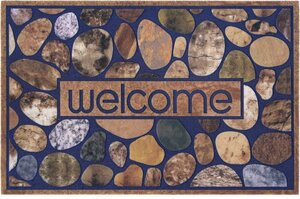 Fußmatte »Welcome Steine«, Home affaire, rechteckig, Höhe 6 mm, In und Outdoor geeignet, mit Spruch, Schrift Design, Robust, Pflegeleicht, Rutschfest, Schmutzfang