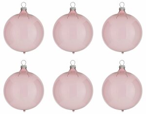 Thüringer Glasdesign Weihnachtsbaumkugel »Transparent« (6 Stück), rosa
