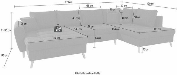 Bild 1 von andas Wohnlandschaft »Blackburn Luxus«, mit besonders hochwertiger Polsterung für bis zu 140 kg Belastbarkeit